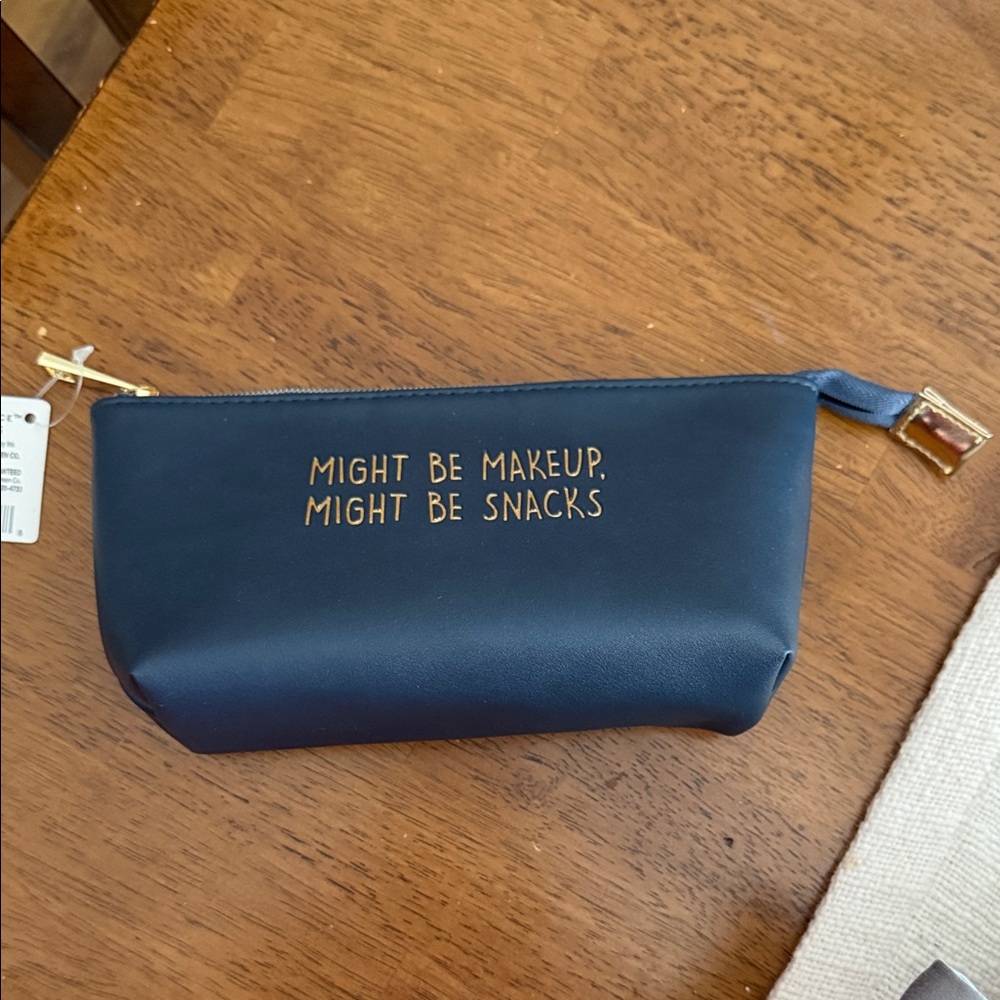 Navy Pouch with Gold Accents